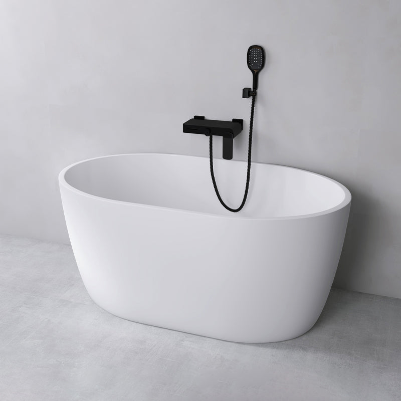 Modern Oval Soaking Bath Tub Freestanding Acrylic-Fiberglass Bath Tub Tub with Wall Mounted Faucets Clearhalo 'Bathroom Remodel & Bathroom Fixtures' 'Bathtubs' 'Home Improvement' 'home_improvement' 'home_improvement_bathtubs' 'Showers & Bathtubs' 6193977