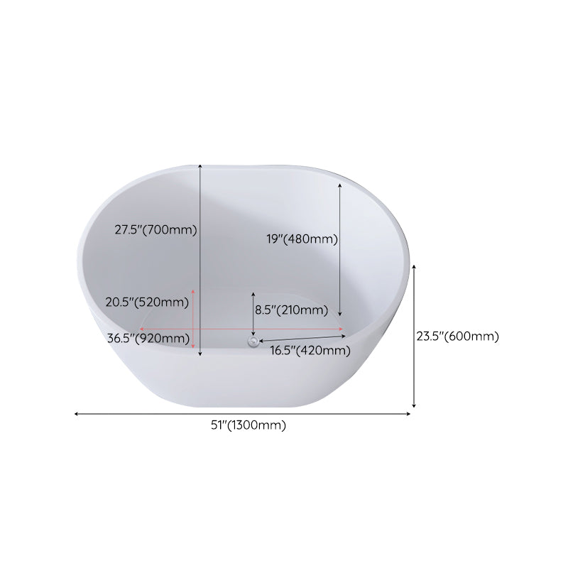 Modern Oval Soaking Bath Tub Freestanding Acrylic-Fiberglass Bath Tub Clearhalo 'Bathroom Remodel & Bathroom Fixtures' 'Bathtubs' 'Home Improvement' 'home_improvement' 'home_improvement_bathtubs' 'Showers & Bathtubs' 6193988