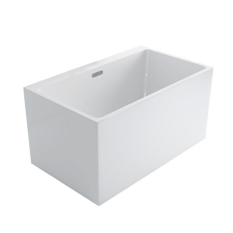 Acrylic Rectangular Back to Wall Bath Tub Freestanding Bathtub with Center Drain Tub Clearhalo 'Bathroom Remodel & Bathroom Fixtures' 'Bathtubs' 'Home Improvement' 'home_improvement' 'home_improvement_bathtubs' 'Showers & Bathtubs' 6194011
