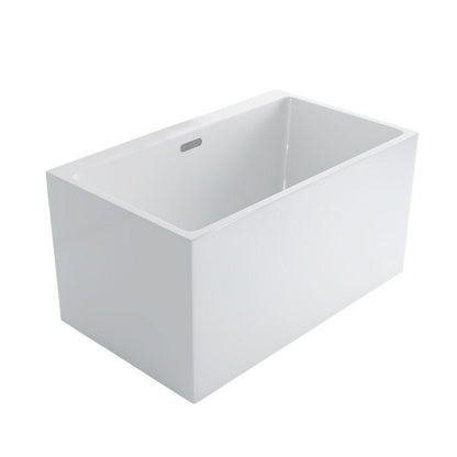 Acrylic Rectangular Back to Wall Bath Tub Freestanding Bathtub with Center Drain Tub Clearhalo 'Bathroom Remodel & Bathroom Fixtures' 'Bathtubs' 'Home Improvement' 'home_improvement' 'home_improvement_bathtubs' 'Showers & Bathtubs' 6194011