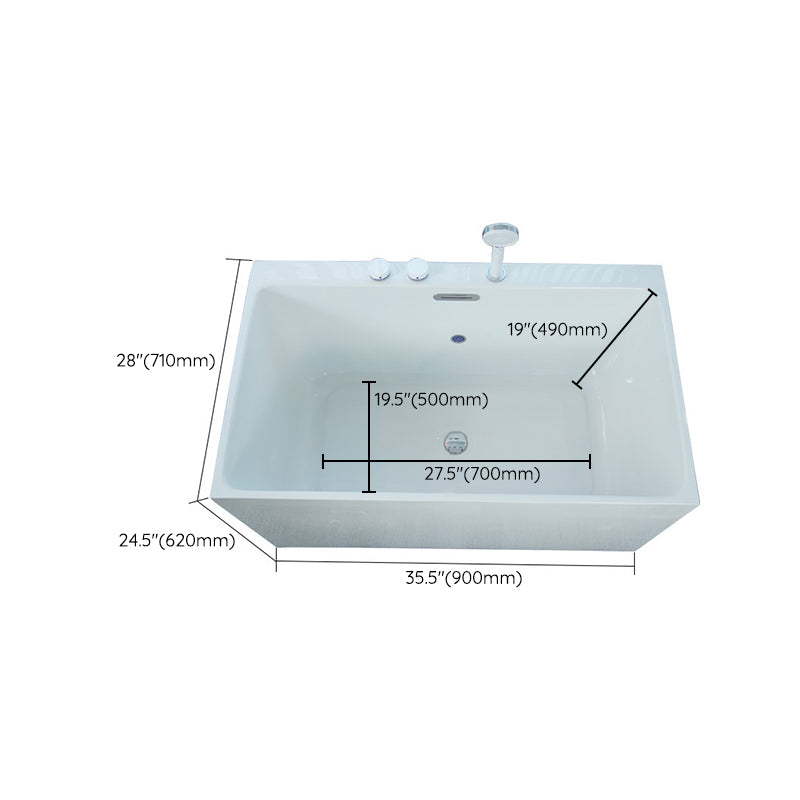 Acrylic Rectangular Back to Wall Bath Tub Freestanding Bathtub with Center Drain Clearhalo 'Bathroom Remodel & Bathroom Fixtures' 'Bathtubs' 'Home Improvement' 'home_improvement' 'home_improvement_bathtubs' 'Showers & Bathtubs' 6194018