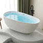 Contemporary Soaking Freestanding Bathtub Acrylic-Fiberglass Oval Bathtub White 59"L x 31"W x 24"H Tub with Freestanding Tub Fillers Clearhalo 'Bathroom Remodel & Bathroom Fixtures' 'Bathtubs' 'Home Improvement' 'home_improvement' 'home_improvement_bathtubs' 'Showers & Bathtubs' 6194052