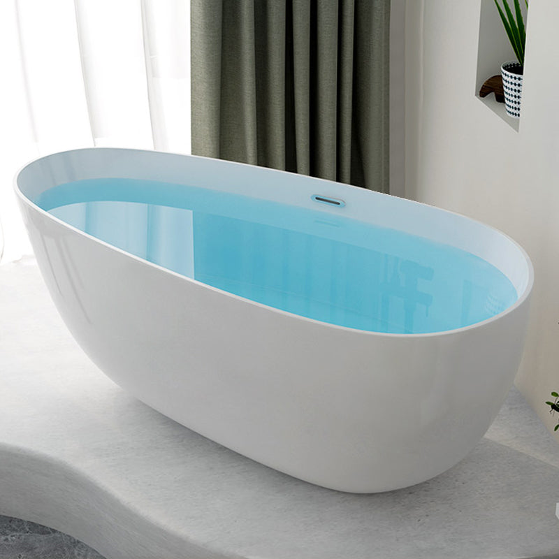 Contemporary Soaking Freestanding Bathtub Acrylic-Fiberglass Oval Bathtub White Tub Clearhalo 'Bathroom Remodel & Bathroom Fixtures' 'Bathtubs' 'Home Improvement' 'home_improvement' 'home_improvement_bathtubs' 'Showers & Bathtubs' 6194056