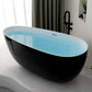 Contemporary Soaking Freestanding Bathtub Acrylic-Fiberglass Oval Bathtub Black 63"L x 31"W x 24"H Tub with Freestanding Tub Fillers Clearhalo 'Bathroom Remodel & Bathroom Fixtures' 'Bathtubs' 'Home Improvement' 'home_improvement' 'home_improvement_bathtubs' 'Showers & Bathtubs' 6194057