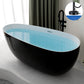 Contemporary Soaking Freestanding Bathtub Acrylic-Fiberglass Oval Bathtub Black Tub with Freestanding Tub Fillers Clearhalo 'Bathroom Remodel & Bathroom Fixtures' 'Bathtubs' 'Home Improvement' 'home_improvement' 'home_improvement_bathtubs' 'Showers & Bathtubs' 6194058