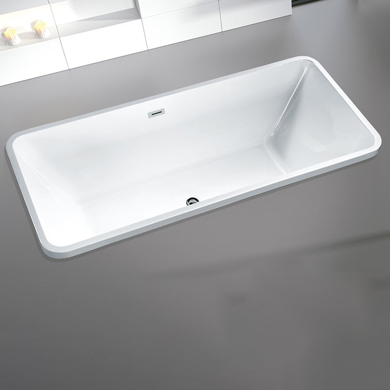 Modern Rectangular Drop-in Bath Tub White Acrylic Tub with Internal Drain Clearhalo 'Bathroom Remodel & Bathroom Fixtures' 'Bathtubs' 'Home Improvement' 'home_improvement' 'home_improvement_bathtubs' 'Showers & Bathtubs' 6194152