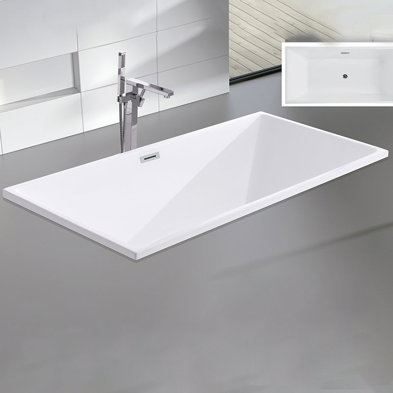 Modern Rectangular Drop-in Bath Tub White Acrylic Tub with Internal Drain Clearhalo 'Bathroom Remodel & Bathroom Fixtures' 'Bathtubs' 'Home Improvement' 'home_improvement' 'home_improvement_bathtubs' 'Showers & Bathtubs' 6194154