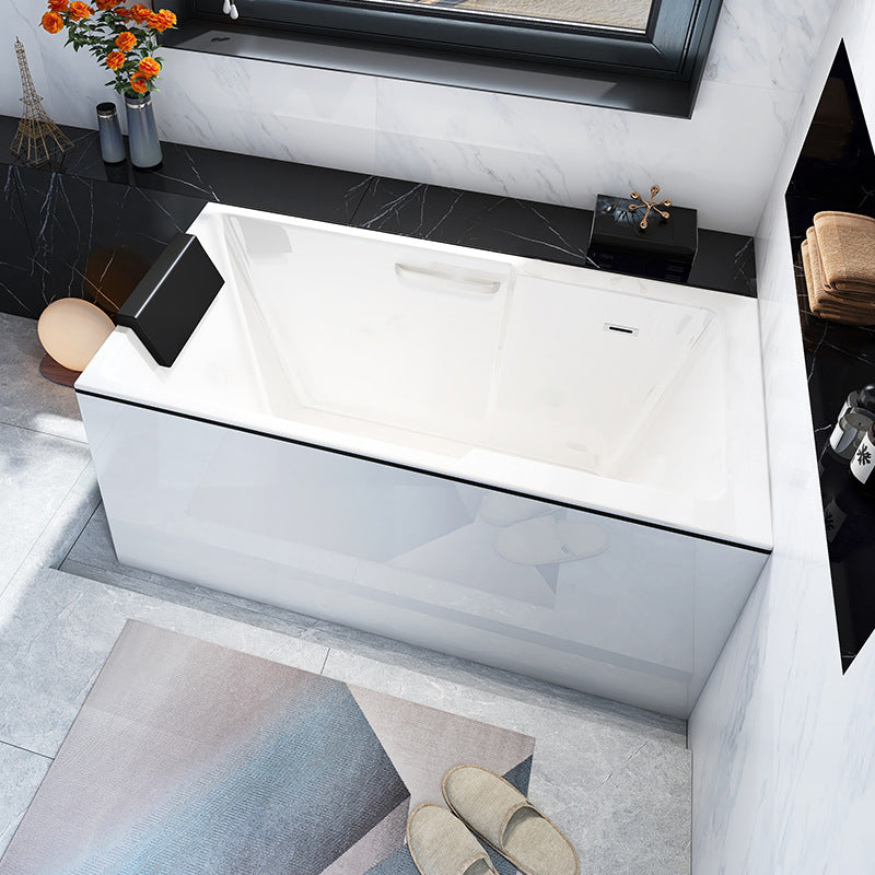 Freestanding Acrylic Bathtub Modern Stand Alone Soaking Tub with Slotted Overflow Drain Right Tub with Cushion Clearhalo 'Bathroom Remodel & Bathroom Fixtures' 'Bathtubs' 'Home Improvement' 'home_improvement' 'home_improvement_bathtubs' 'Showers & Bathtubs' 6194234