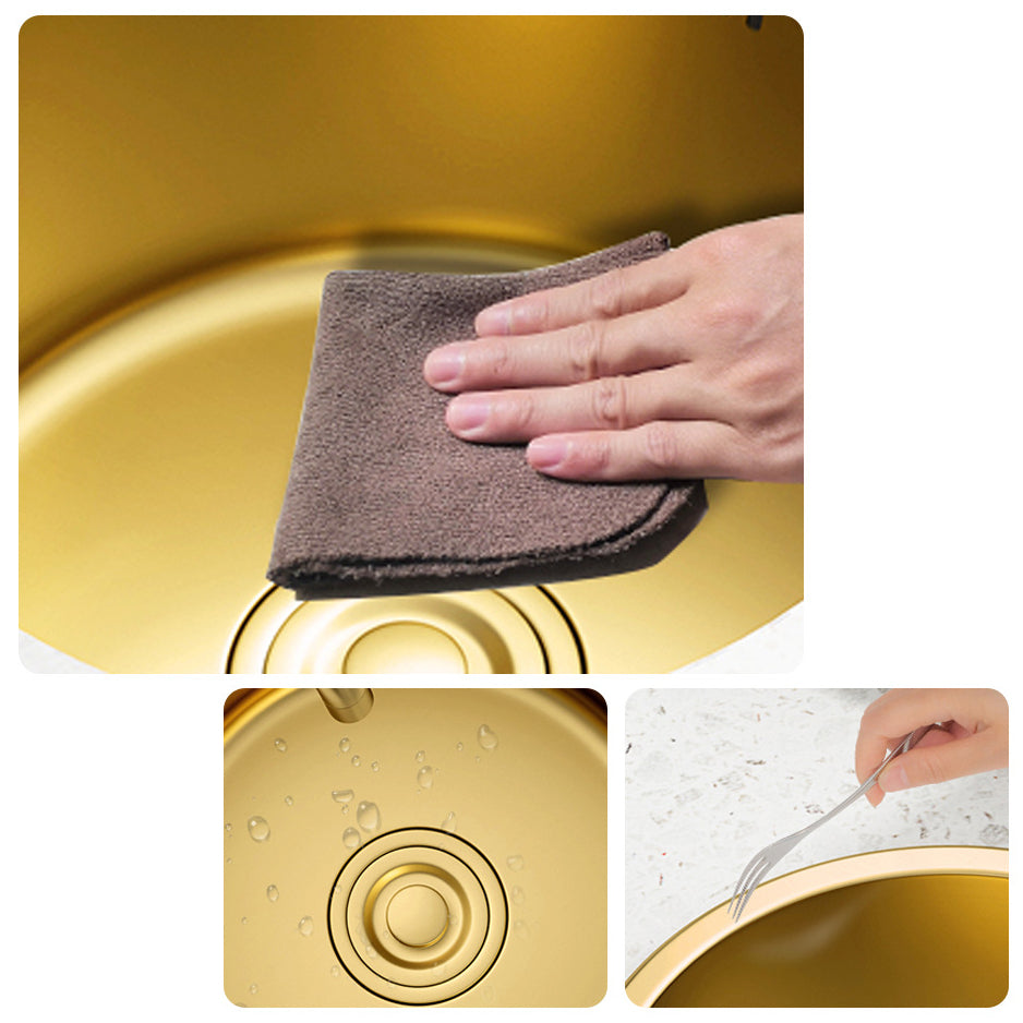 Golden Round Stainless Steel Drop-In Kitchen Sink with Drain Assembly Clearhalo 'Home Improvement' 'home_improvement' 'home_improvement_kitchen_sinks' 'Kitchen Remodel & Kitchen Fixtures' 'Kitchen Sinks & Faucet Components' 'Kitchen Sinks' 'kitchen_sinks' 6196134