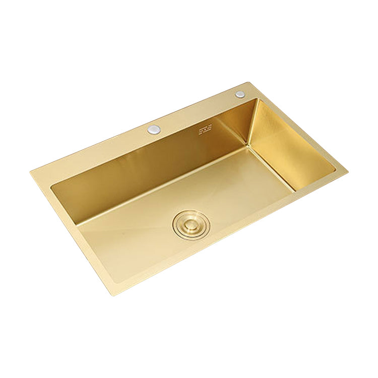 Retangle Drop-in Sink Stainless Steel Single Bowl Golden Kitchen Sink with Strainer Clearhalo 'Home Improvement' 'home_improvement' 'home_improvement_kitchen_sinks' 'Kitchen Remodel & Kitchen Fixtures' 'Kitchen Sinks & Faucet Components' 'Kitchen Sinks' 'kitchen_sinks' 6196156