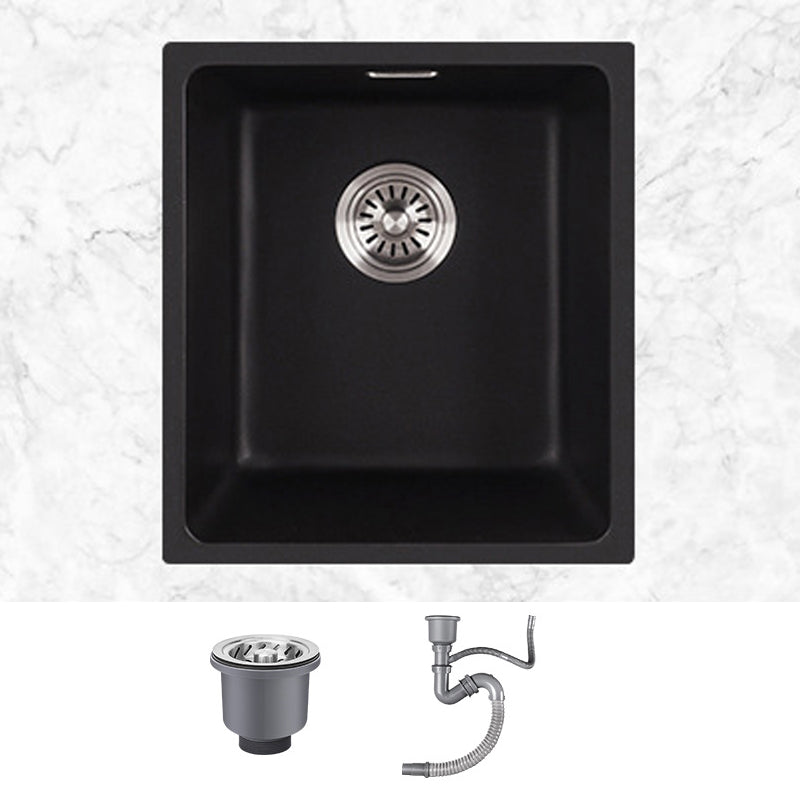 Stone Farmhouse Kitchen Sink Single Bowl Drop-In Sink with Basket Strainer Black Sink Only None Clearhalo 'Home Improvement' 'home_improvement' 'home_improvement_kitchen_sinks' 'Kitchen Remodel & Kitchen Fixtures' 'Kitchen Sinks & Faucet Components' 'Kitchen Sinks' 'kitchen_sinks' 6196169