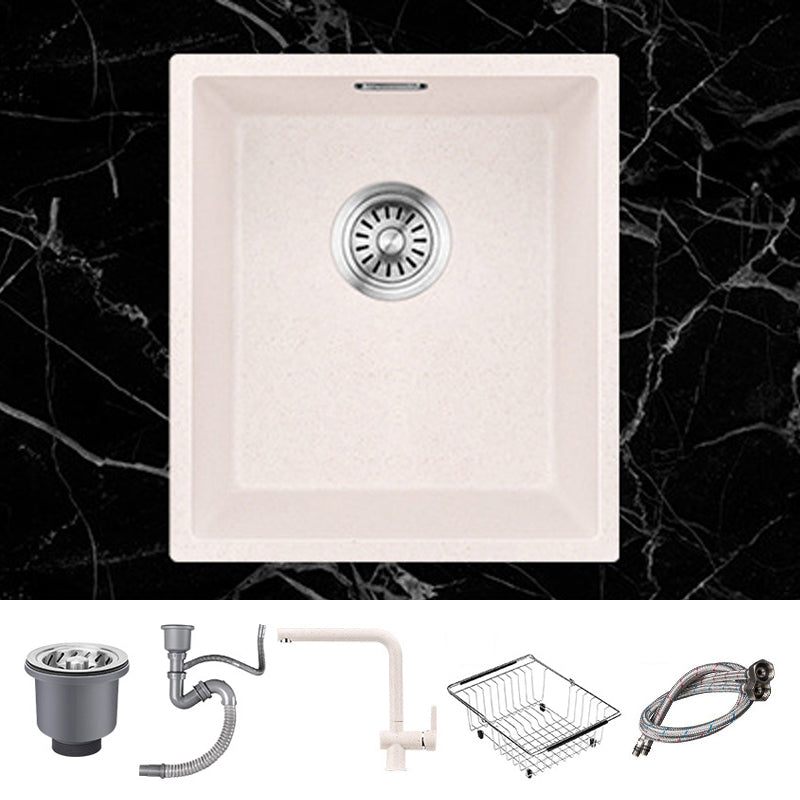 Stone Farmhouse Kitchen Sink Single Bowl Drop-In Sink with Basket Strainer Clearhalo 'Home Improvement' 'home_improvement' 'home_improvement_kitchen_sinks' 'Kitchen Remodel & Kitchen Fixtures' 'Kitchen Sinks & Faucet Components' 'Kitchen Sinks' 'kitchen_sinks' 6196179