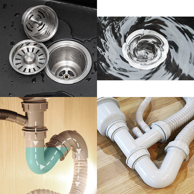 Stone Farmhouse Kitchen Sink Single Bowl Drop-In Sink with Basket Strainer Clearhalo 'Home Improvement' 'home_improvement' 'home_improvement_kitchen_sinks' 'Kitchen Remodel & Kitchen Fixtures' 'Kitchen Sinks & Faucet Components' 'Kitchen Sinks' 'kitchen_sinks' 6196192