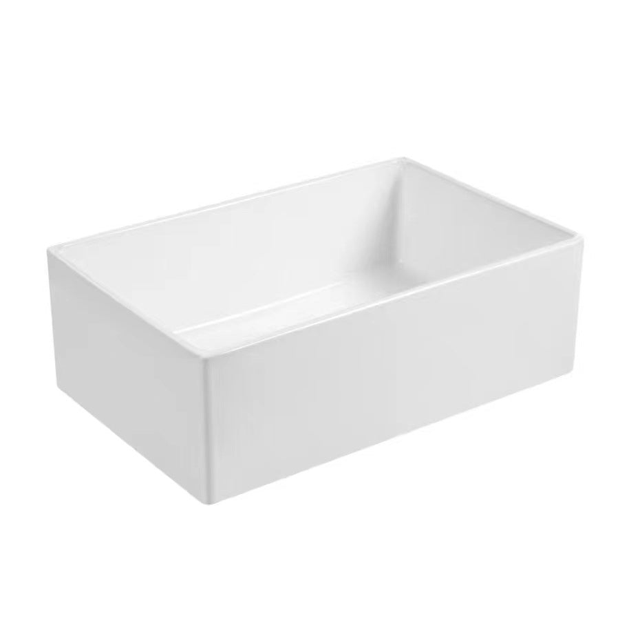 Classic Quartz Kitchen Sink White Apron Fluted Farmhouse Sink 29.9"L x 18.9"W x 9.8"H Left Clearhalo 'Home Improvement' 'home_improvement' 'home_improvement_kitchen_sinks' 'Kitchen Remodel & Kitchen Fixtures' 'Kitchen Sinks & Faucet Components' 'Kitchen Sinks' 'kitchen_sinks' 6196198