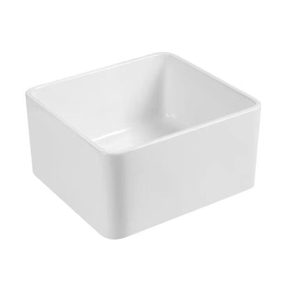 Classic Quartz Kitchen Sink White Apron Fluted Farmhouse Sink 20.1"L x 18.1"W x 9.8"H Center Clearhalo 'Home Improvement' 'home_improvement' 'home_improvement_kitchen_sinks' 'Kitchen Remodel & Kitchen Fixtures' 'Kitchen Sinks & Faucet Components' 'Kitchen Sinks' 'kitchen_sinks' 6196201