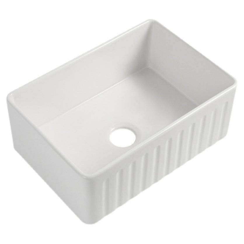 Classic Quartz Kitchen Sink White Apron Fluted Farmhouse Sink Clearhalo 'Home Improvement' 'home_improvement' 'home_improvement_kitchen_sinks' 'Kitchen Remodel & Kitchen Fixtures' 'Kitchen Sinks & Faucet Components' 'Kitchen Sinks' 'kitchen_sinks' 6196204