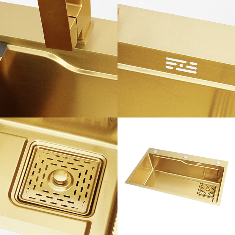 Glam Stainless Kitchen Sink Golden with Faucet Cutting-Board Drain Assembly Sink Clearhalo 'Home Improvement' 'home_improvement' 'home_improvement_kitchen_sinks' 'Kitchen Remodel & Kitchen Fixtures' 'Kitchen Sinks & Faucet Components' 'Kitchen Sinks' 'kitchen_sinks' 6196235