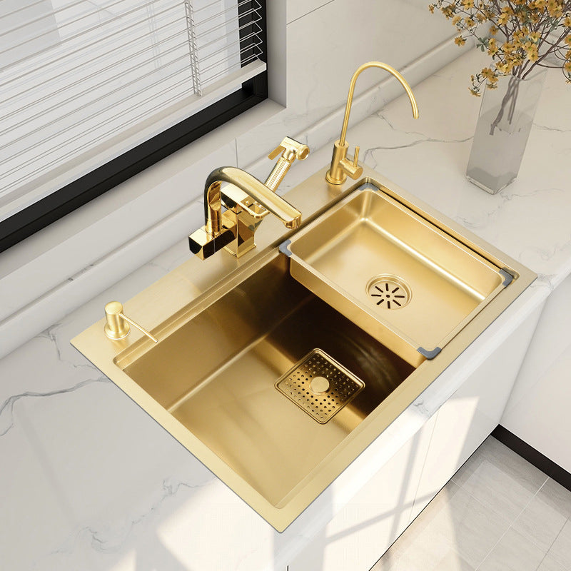 Stainless Steel Kitchen Sink Single Bowl Drop-in Sink 3 Holes with Strainer Clearhalo 'Home Improvement' 'home_improvement' 'home_improvement_kitchen_sinks' 'Kitchen Remodel & Kitchen Fixtures' 'Kitchen Sinks & Faucet Components' 'Kitchen Sinks' 'kitchen_sinks' 6196243