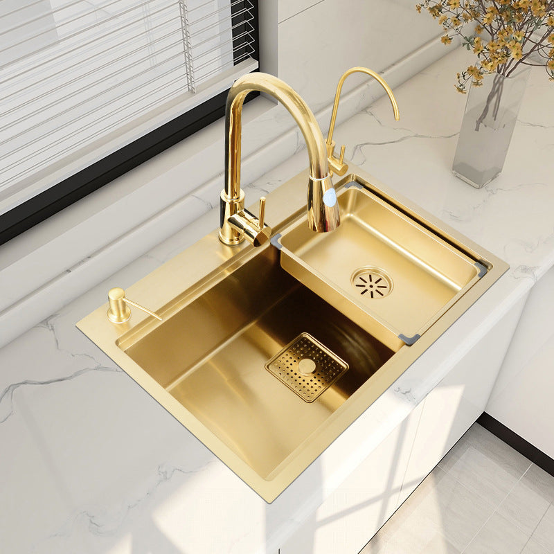 Stainless Steel Kitchen Sink Single Bowl Drop-in Sink 3 Holes with Strainer Clearhalo 'Home Improvement' 'home_improvement' 'home_improvement_kitchen_sinks' 'Kitchen Remodel & Kitchen Fixtures' 'Kitchen Sinks & Faucet Components' 'Kitchen Sinks' 'kitchen_sinks' 6196248