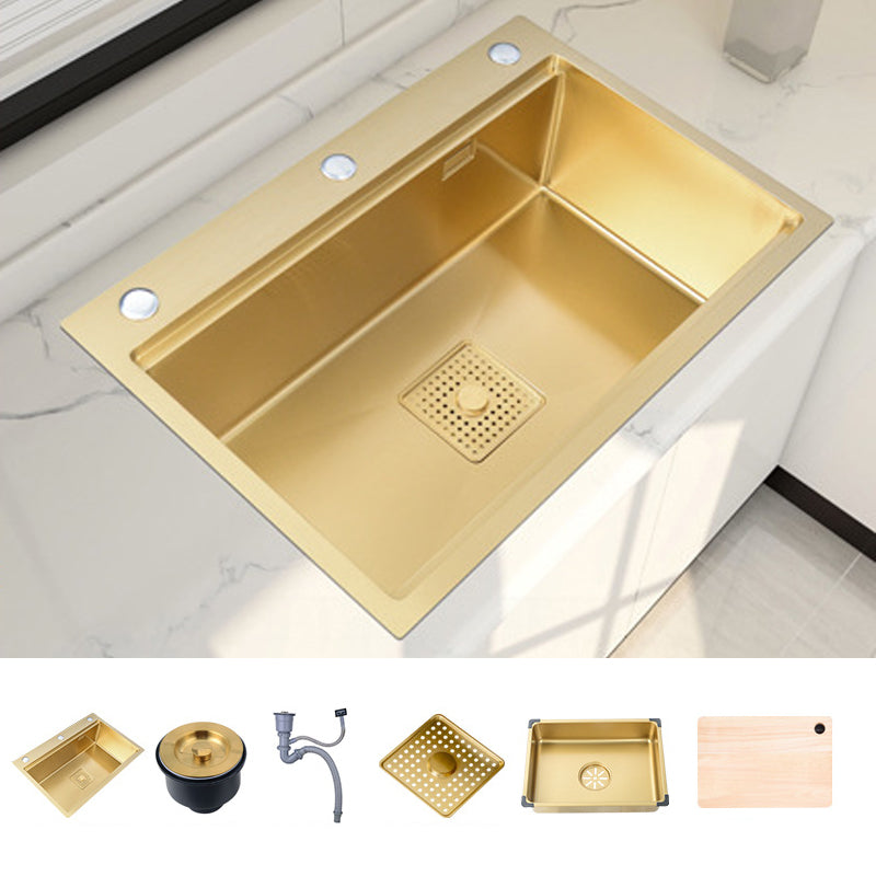 Stainless Steel Kitchen Sink Single Bowl Drop-in Sink 3 Holes with Strainer Sink Only None Clearhalo 'Home Improvement' 'home_improvement' 'home_improvement_kitchen_sinks' 'Kitchen Remodel & Kitchen Fixtures' 'Kitchen Sinks & Faucet Components' 'Kitchen Sinks' 'kitchen_sinks' 6196249