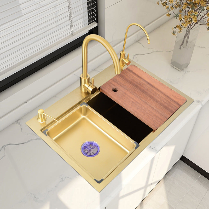 Stainless Steel Kitchen Sink Single Bowl Drop-in Sink 3 Holes with Strainer Clearhalo 'Home Improvement' 'home_improvement' 'home_improvement_kitchen_sinks' 'Kitchen Remodel & Kitchen Fixtures' 'Kitchen Sinks & Faucet Components' 'Kitchen Sinks' 'kitchen_sinks' 6196250