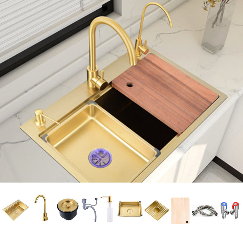 Stainless Steel Kitchen Sink Single Bowl Drop-in Sink 3 Holes with Strainer Sink with Faucet Round Faucet Clearhalo 'Home Improvement' 'home_improvement' 'home_improvement_kitchen_sinks' 'Kitchen Remodel & Kitchen Fixtures' 'Kitchen Sinks & Faucet Components' 'Kitchen Sinks' 'kitchen_sinks' 6196251