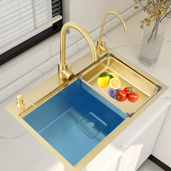 Stainless Steel Kitchen Sink Single Bowl Drop-in Sink 3 Holes with Strainer Clearhalo 'Home Improvement' 'home_improvement' 'home_improvement_kitchen_sinks' 'Kitchen Remodel & Kitchen Fixtures' 'Kitchen Sinks & Faucet Components' 'Kitchen Sinks' 'kitchen_sinks' 6196256