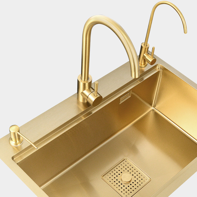 Stainless Steel Kitchen Sink Single Bowl Drop-in Sink 3 Holes with Strainer Clearhalo 'Home Improvement' 'home_improvement' 'home_improvement_kitchen_sinks' 'Kitchen Remodel & Kitchen Fixtures' 'Kitchen Sinks & Faucet Components' 'Kitchen Sinks' 'kitchen_sinks' 6196258