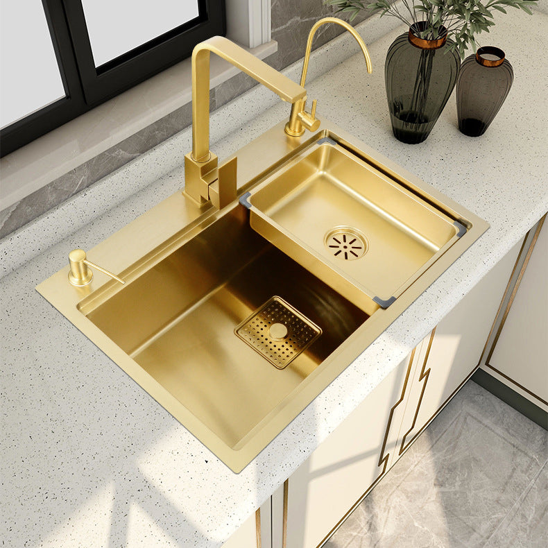 Stainless Steel Kitchen Sink Single Bowl Drop-in Sink 3 Holes with Strainer Clearhalo 'Home Improvement' 'home_improvement' 'home_improvement_kitchen_sinks' 'Kitchen Remodel & Kitchen Fixtures' 'Kitchen Sinks & Faucet Components' 'Kitchen Sinks' 'kitchen_sinks' 6196263