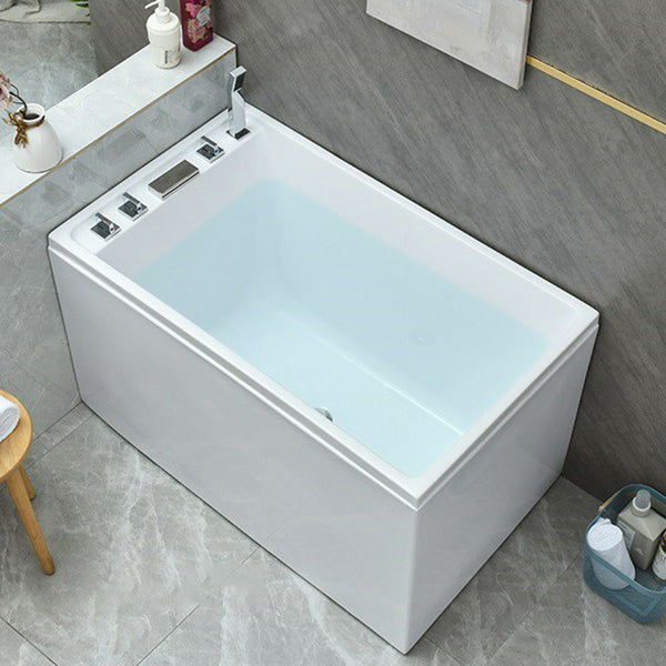 Modern Acrylic-Fiberglass Rectangular Bathtub Freestanding Soaking Bathtub Left Tub with Silver 5-Piece Set Clearhalo 'Bathroom Remodel & Bathroom Fixtures' 'Bathtubs' 'Home Improvement' 'home_improvement' 'home_improvement_bathtubs' 'Showers & Bathtubs' 6196290