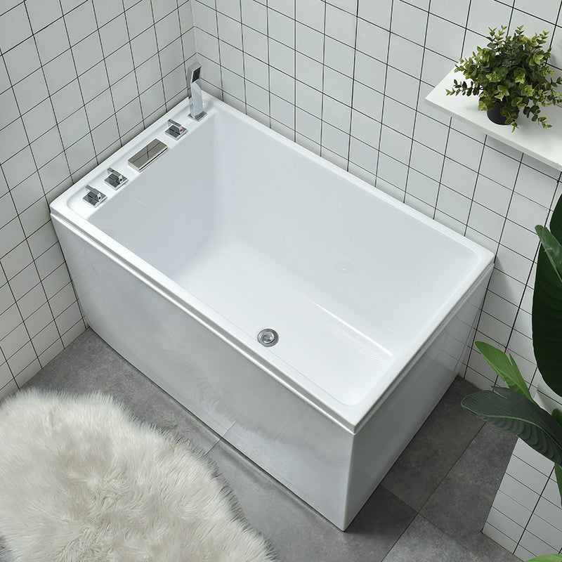 Modern Acrylic-Fiberglass Rectangular Bathtub Freestanding Soaking Bathtub 47"L x 26"W x 25"H Left Tub with Silver 5-Piece Set Clearhalo 'Bathroom Remodel & Bathroom Fixtures' 'Bathtubs' 'Home Improvement' 'home_improvement' 'home_improvement_bathtubs' 'Showers & Bathtubs' 6196291