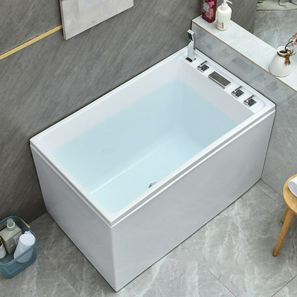 Modern Acrylic-Fiberglass Rectangular Bathtub Freestanding Soaking Bathtub Right Tub with Silver 5-Piece Set Clearhalo 'Bathroom Remodel & Bathroom Fixtures' 'Bathtubs' 'Home Improvement' 'home_improvement' 'home_improvement_bathtubs' 'Showers & Bathtubs' 6196292