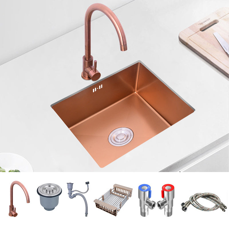 Modern Stainless Kitchen Sink Center Strainer Drain Assembly Sink with Faucet Sink with Faucet Gooseneck High Arc Clearhalo 'Home Improvement' 'home_improvement' 'home_improvement_kitchen_sinks' 'Kitchen Remodel & Kitchen Fixtures' 'Kitchen Sinks & Faucet Components' 'Kitchen Sinks' 'kitchen_sinks' 6196346