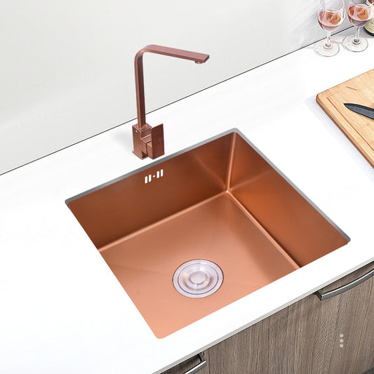 Modern Stainless Kitchen Sink Center Strainer Drain Assembly Sink with Faucet Clearhalo 'Home Improvement' 'home_improvement' 'home_improvement_kitchen_sinks' 'Kitchen Remodel & Kitchen Fixtures' 'Kitchen Sinks & Faucet Components' 'Kitchen Sinks' 'kitchen_sinks' 6196348