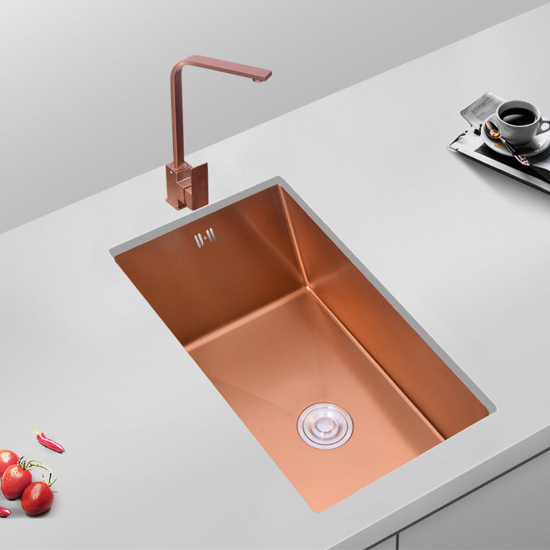 Modern Stainless Kitchen Sink Center Strainer Drain Assembly Sink with Faucet Clearhalo 'Home Improvement' 'home_improvement' 'home_improvement_kitchen_sinks' 'Kitchen Remodel & Kitchen Fixtures' 'Kitchen Sinks & Faucet Components' 'Kitchen Sinks' 'kitchen_sinks' 6196350