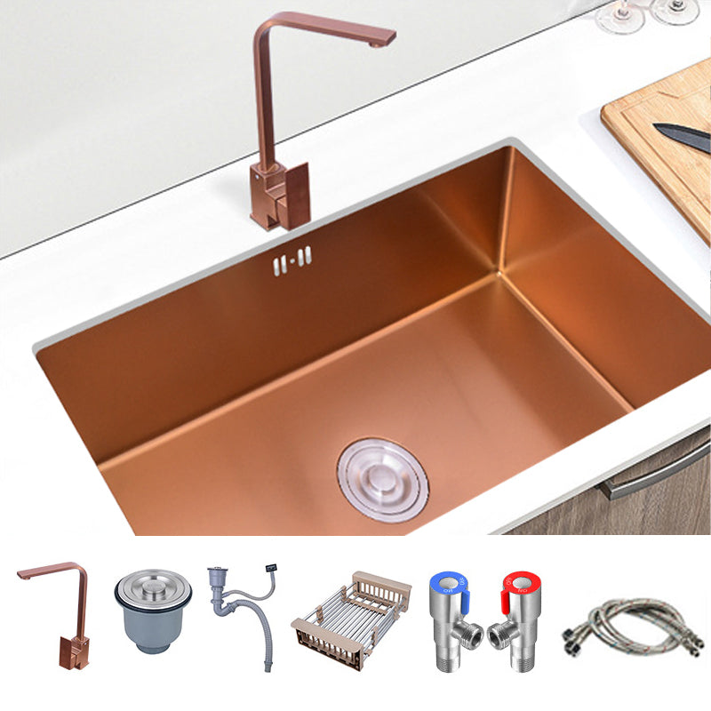 Modern Stainless Kitchen Sink Center Strainer Drain Assembly Sink with Faucet Sink with Faucet Straight Faucet Clearhalo 'Home Improvement' 'home_improvement' 'home_improvement_kitchen_sinks' 'Kitchen Remodel & Kitchen Fixtures' 'Kitchen Sinks & Faucet Components' 'Kitchen Sinks' 'kitchen_sinks' 6196351