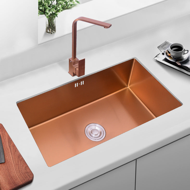 Modern Stainless Kitchen Sink Center Strainer Drain Assembly Sink with Faucet Clearhalo 'Home Improvement' 'home_improvement' 'home_improvement_kitchen_sinks' 'Kitchen Remodel & Kitchen Fixtures' 'Kitchen Sinks & Faucet Components' 'Kitchen Sinks' 'kitchen_sinks' 6196352