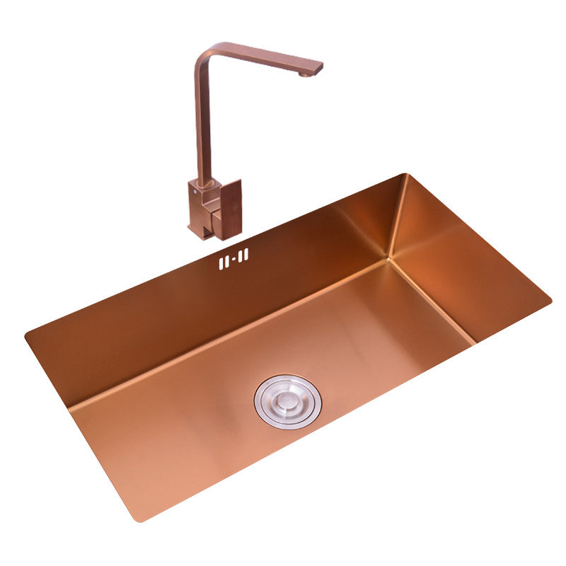 Modern Stainless Kitchen Sink Center Strainer Drain Assembly Sink with Faucet Clearhalo 'Home Improvement' 'home_improvement' 'home_improvement_kitchen_sinks' 'Kitchen Remodel & Kitchen Fixtures' 'Kitchen Sinks & Faucet Components' 'Kitchen Sinks' 'kitchen_sinks' 6196354