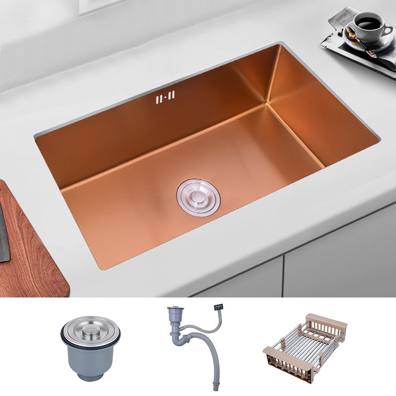 Modern Stainless Kitchen Sink Center Strainer Drain Assembly Sink with Faucet Sink Only None Clearhalo 'Home Improvement' 'home_improvement' 'home_improvement_kitchen_sinks' 'Kitchen Remodel & Kitchen Fixtures' 'Kitchen Sinks & Faucet Components' 'Kitchen Sinks' 'kitchen_sinks' 6196355