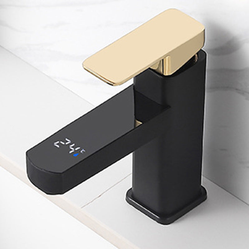 Contemporary Sink Faucet Digital Display Screen Solid Color Low Arc Sink Bathroom Faucet Clearhalo 'Bathroom Remodel & Bathroom Fixtures' 'Bathroom Sink Faucets' 'Bathroom Sinks & Faucet Components' 'bathroom_sink_faucets' 'Home Improvement' 'home_improvement' 'home_improvement_bathroom_sink_faucets' 6197173