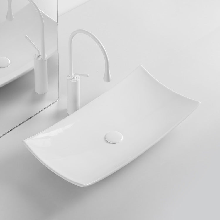 Modern Bathroom Sink Pop-Up Drain Porcelain Rectangular Vessel Lavatory Sink Clearhalo 'Bathroom Remodel & Bathroom Fixtures' 'Bathroom Sinks & Faucet Components' 'Bathroom Sinks' 'bathroom_sink' 'Home Improvement' 'home_improvement' 'home_improvement_bathroom_sink' 6203284