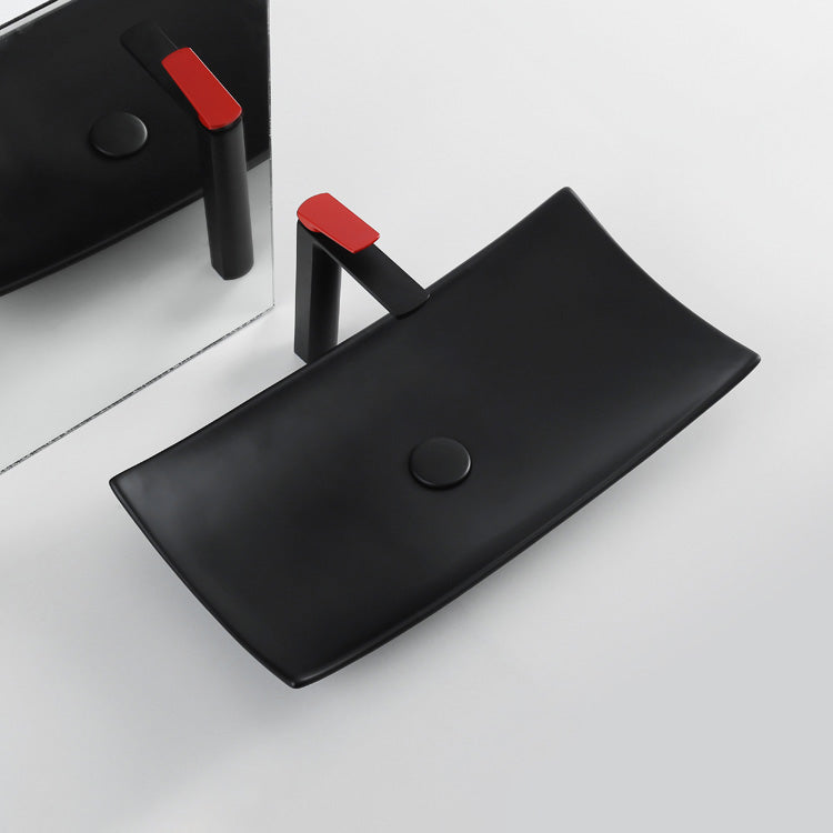 Modern Bathroom Sink Pop-Up Drain Porcelain Rectangular Vessel Lavatory Sink Clearhalo 'Bathroom Remodel & Bathroom Fixtures' 'Bathroom Sinks & Faucet Components' 'Bathroom Sinks' 'bathroom_sink' 'Home Improvement' 'home_improvement' 'home_improvement_bathroom_sink' 6203287