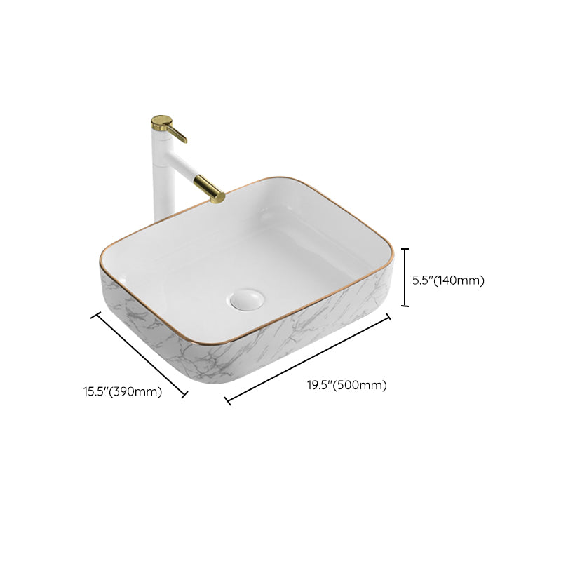 Contemporary Bathroom Sink Pop-Up Drain Porcelain Solid Color Rectangular Vessel Clearhalo 'Bathroom Remodel & Bathroom Fixtures' 'Bathroom Sinks & Faucet Components' 'Bathroom Sinks' 'bathroom_sink' 'Home Improvement' 'home_improvement' 'home_improvement_bathroom_sink' 6203475