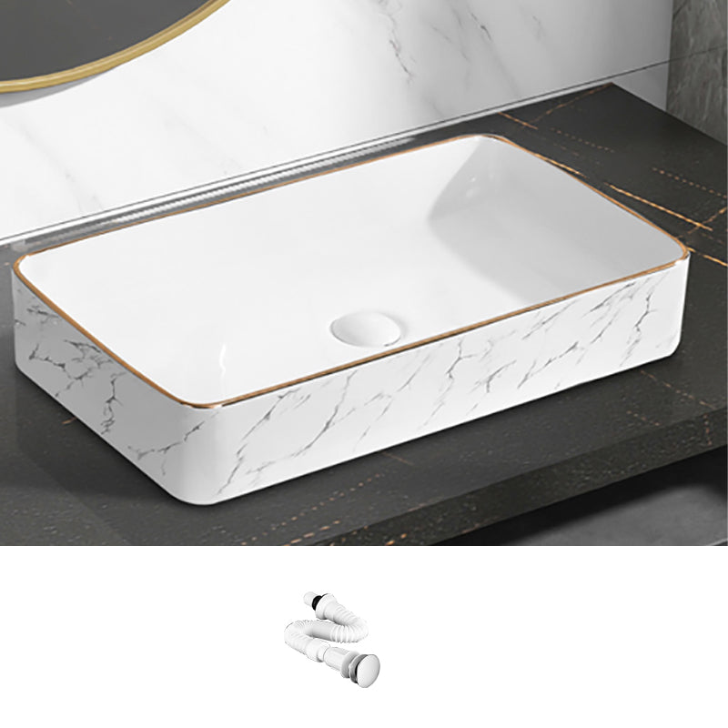 Contemporary Bathroom Sink Pop-Up Drain Porcelain Rectangular Vessel Bathroom Sink 24"L x 13.4"W x 4.3"H Sink Clearhalo 'Bathroom Remodel & Bathroom Fixtures' 'Bathroom Sinks & Faucet Components' 'Bathroom Sinks' 'bathroom_sink' 'Home Improvement' 'home_improvement' 'home_improvement_bathroom_sink' 6203488