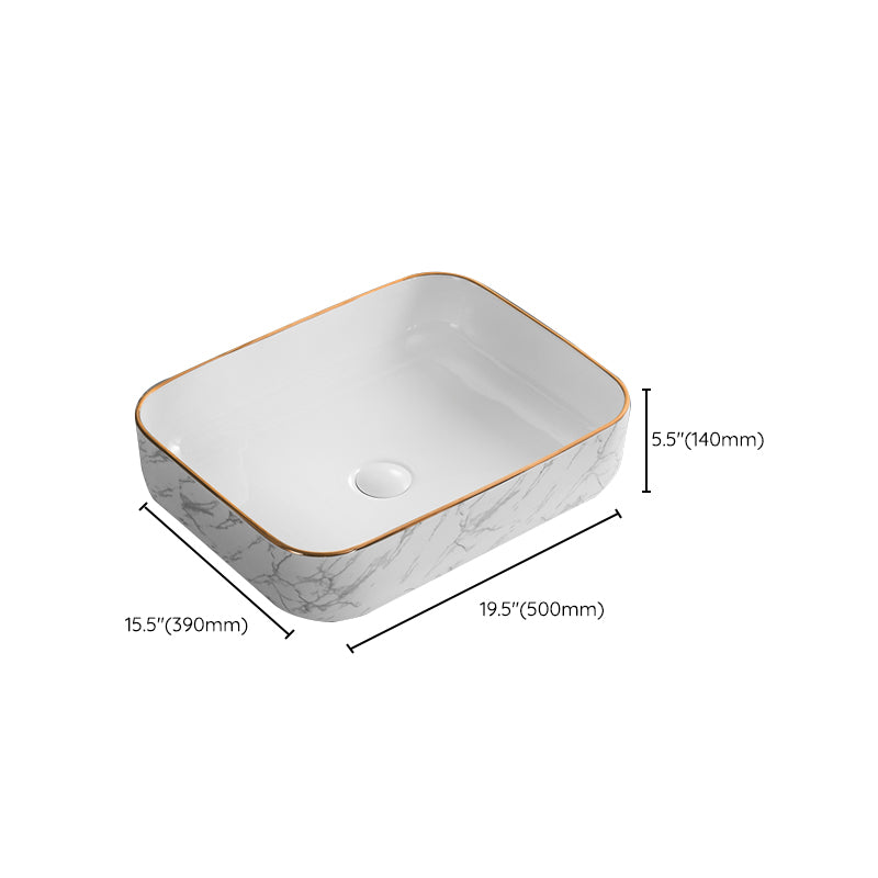 Contemporary Bathroom Sink Pop-Up Drain Porcelain Rectangular Vessel Bathroom Sink Clearhalo 'Bathroom Remodel & Bathroom Fixtures' 'Bathroom Sinks & Faucet Components' 'Bathroom Sinks' 'bathroom_sink' 'Home Improvement' 'home_improvement' 'home_improvement_bathroom_sink' 6203500