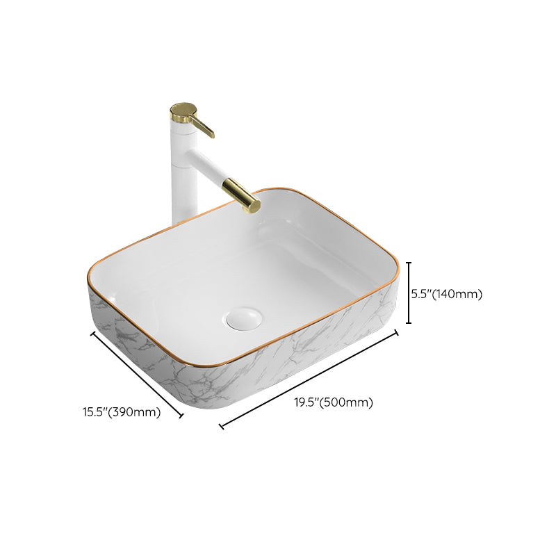 Contemporary Bathroom Sink Pop-Up Drain Porcelain Rectangular Vessel Bathroom Sink Clearhalo 'Bathroom Remodel & Bathroom Fixtures' 'Bathroom Sinks & Faucet Components' 'Bathroom Sinks' 'bathroom_sink' 'Home Improvement' 'home_improvement' 'home_improvement_bathroom_sink' 6203504