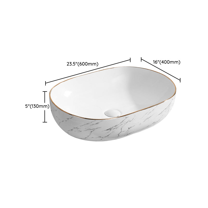 Contemporary Bathroom Sink Pop-Up Drain Porcelain Rectangular Vessel Bathroom Sink Clearhalo 'Bathroom Remodel & Bathroom Fixtures' 'Bathroom Sinks & Faucet Components' 'Bathroom Sinks' 'bathroom_sink' 'Home Improvement' 'home_improvement' 'home_improvement_bathroom_sink' 6203510