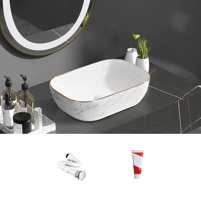 Contemporary Bathroom Sink Pop-Up Drain Porcelain Oval-Shape Vessel Bathroom Sink 18.1"L x 13"W x 5.1"H Sink Clearhalo 'Bathroom Remodel & Bathroom Fixtures' 'Bathroom Sinks & Faucet Components' 'Bathroom Sinks' 'bathroom_sink' 'Home Improvement' 'home_improvement' 'home_improvement_bathroom_sink' 6206238