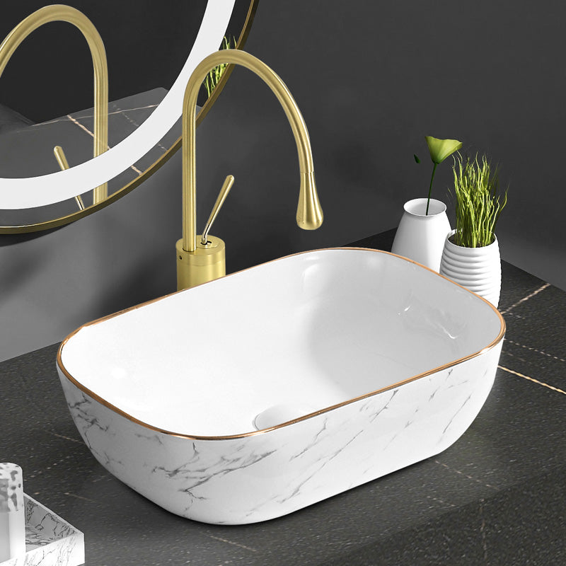 Contemporary Bathroom Sink Pop-Up Drain Porcelain Oval-Shape Vessel Bathroom Sink Clearhalo 'Bathroom Remodel & Bathroom Fixtures' 'Bathroom Sinks & Faucet Components' 'Bathroom Sinks' 'bathroom_sink' 'Home Improvement' 'home_improvement' 'home_improvement_bathroom_sink' 6206239