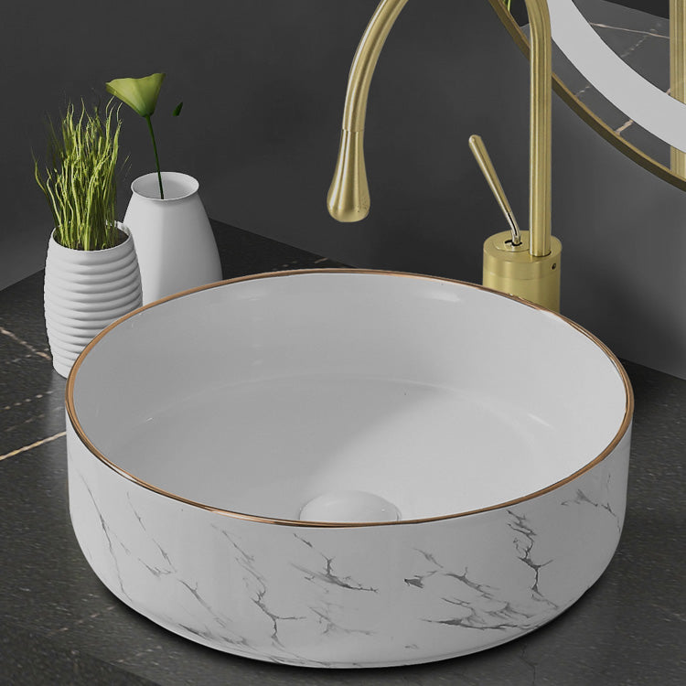 Contemporary Bathroom Sink Pop-Up Drain Porcelain Oval-Shape Vessel Bathroom Sink Clearhalo 'Bathroom Remodel & Bathroom Fixtures' 'Bathroom Sinks & Faucet Components' 'Bathroom Sinks' 'bathroom_sink' 'Home Improvement' 'home_improvement' 'home_improvement_bathroom_sink' 6206243
